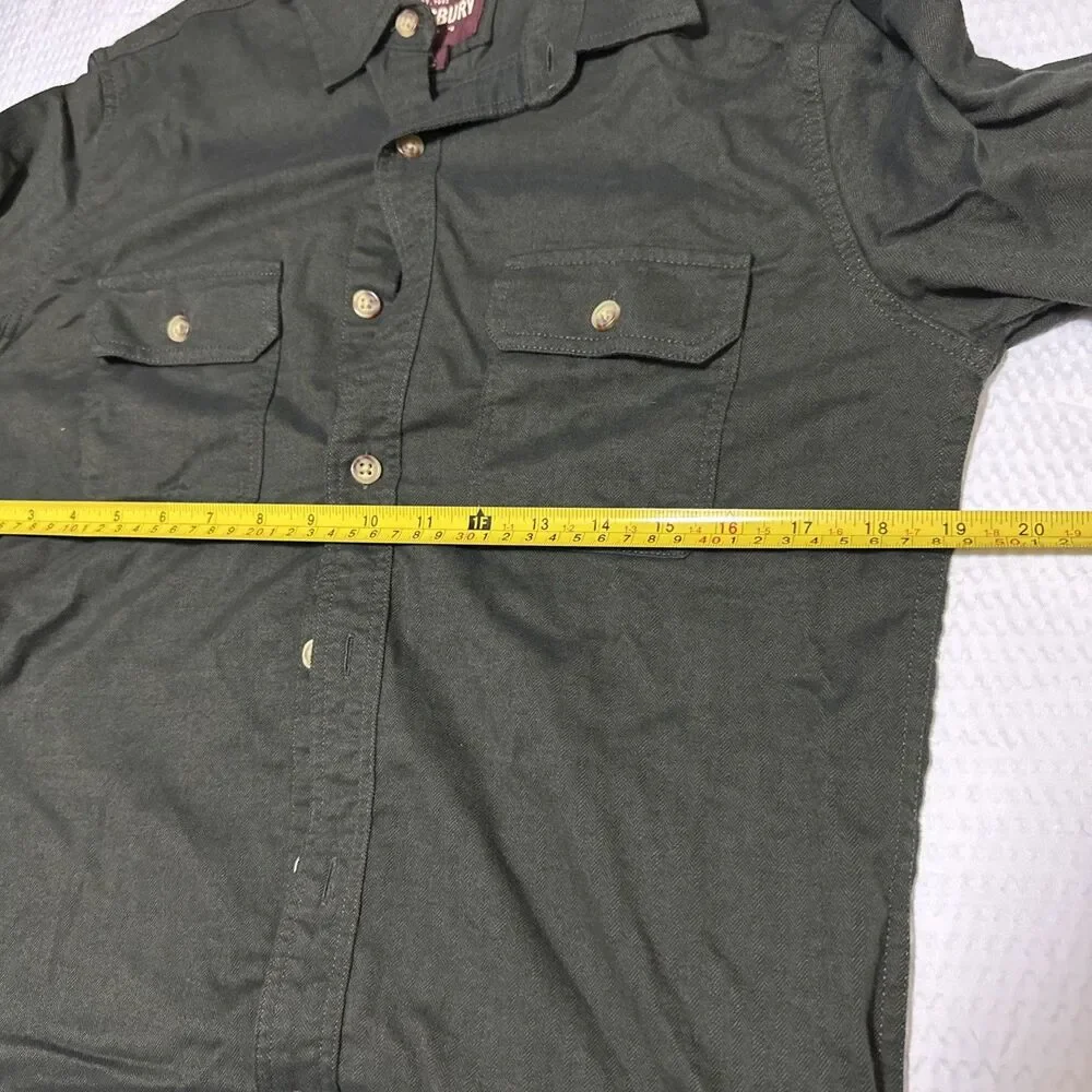 Alesbury Canvas Button Up Slim Lined Shirt Men's Medium Green Size Small